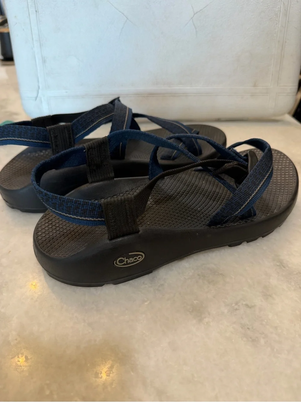 Chaco Black and Navy Webbing Sandals